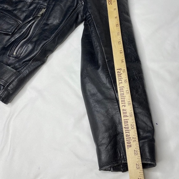 Vintage 90’s Leather Biker Jacket Black - Picture 5 of 11